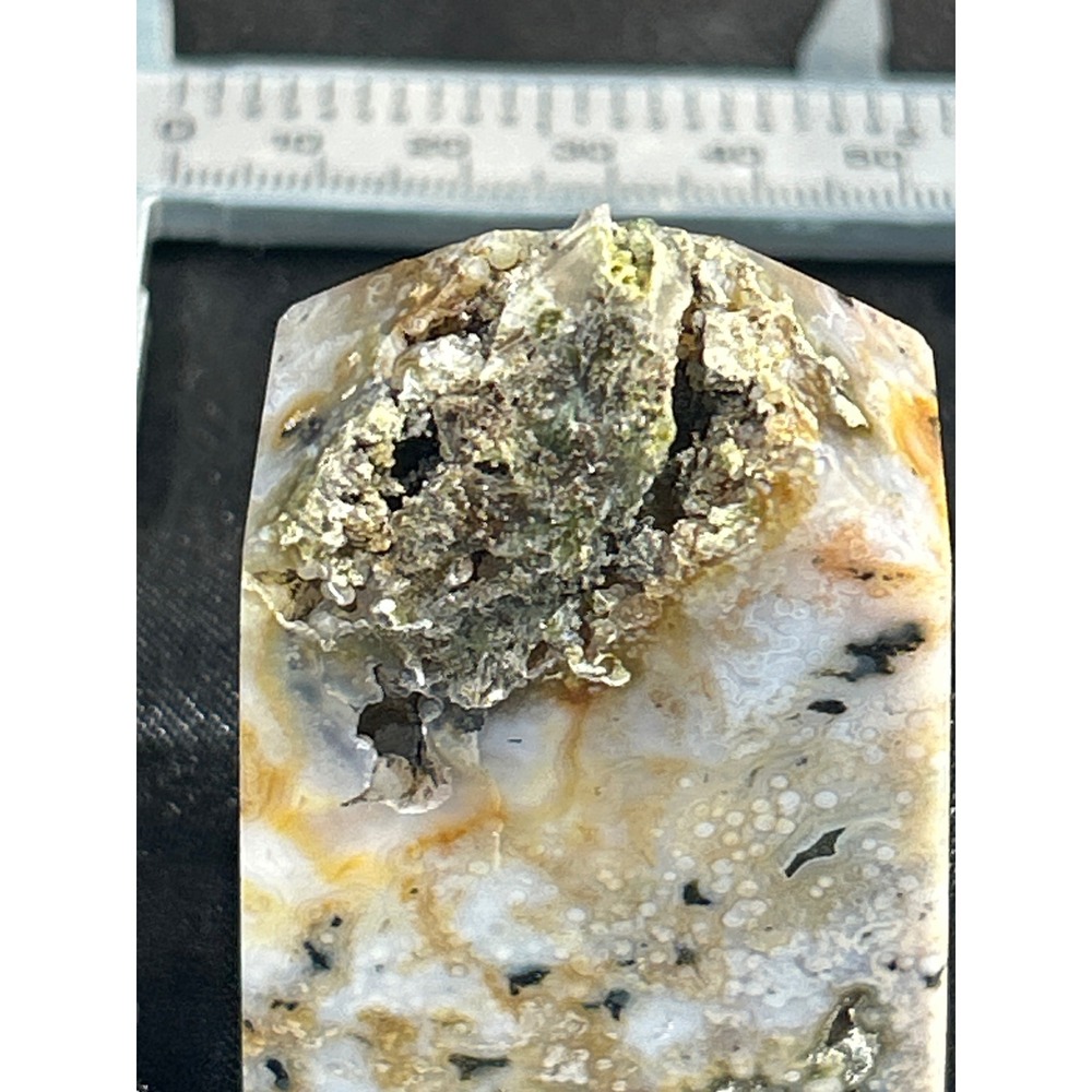 Ocean Jasper Tower Crystal Point Polished Stone with Druzy Pocket 2.09" #44 - Picture 3 of 5